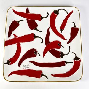 Sonoma Life+Style Jalapeno Square Serving Plate Handpainted New